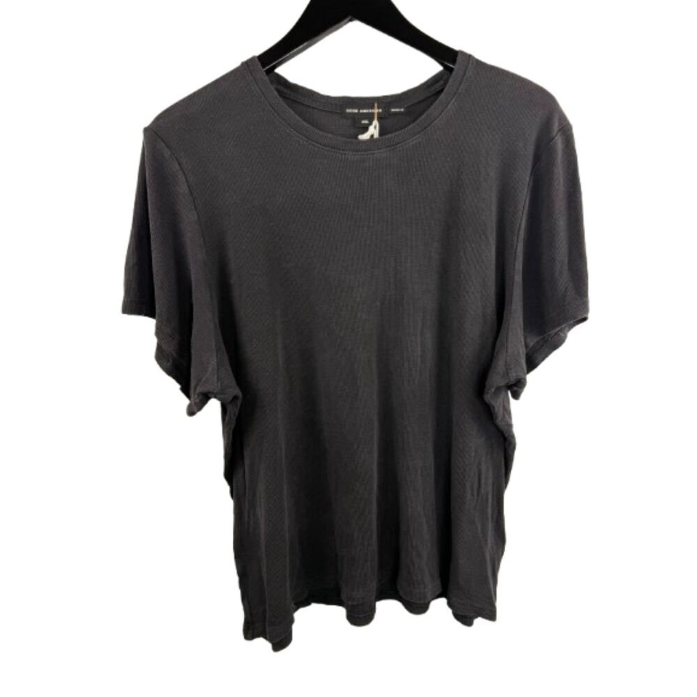 Good American NWT Black Short Sleeve Ribbed Washed out Crewneck Top Size 4XL-$59